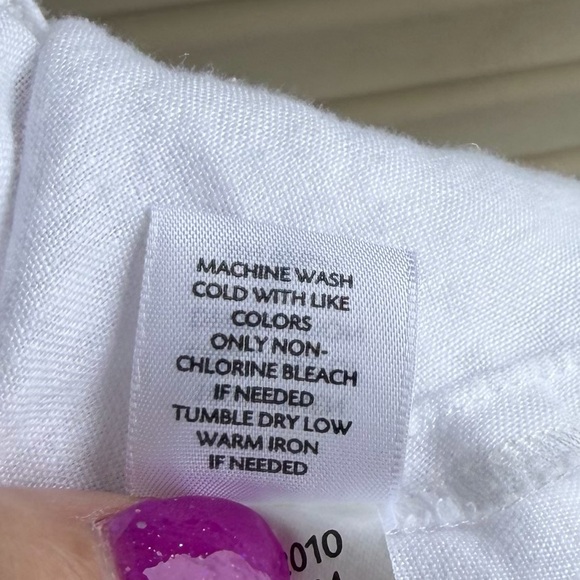 •J. Jill• White 100% Linen Pintuck Button Front Tunic Blouse – Size XS - Picture 6 of 8